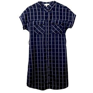 EUC Monteau Summer Dress Mini - Size Small - Navy blue/white herringbone pattern